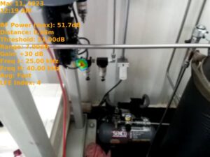 Ultrasound detection of leak found on air filter fitting