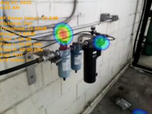 Ultrasound detection of compressed air leak on a coalescer filter