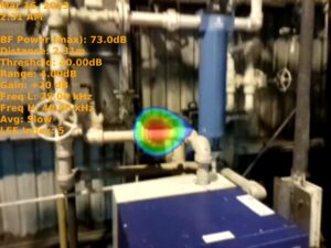 Ultrasound detection of leak on compressed air piping